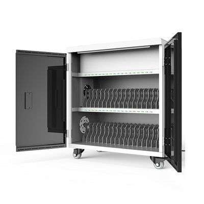 Carretilla de carga de carga elegante del gabinete del carro de Digitaces Ipad completamente 32 USB de los ordenadores portátiles de la tableta para las escuelas